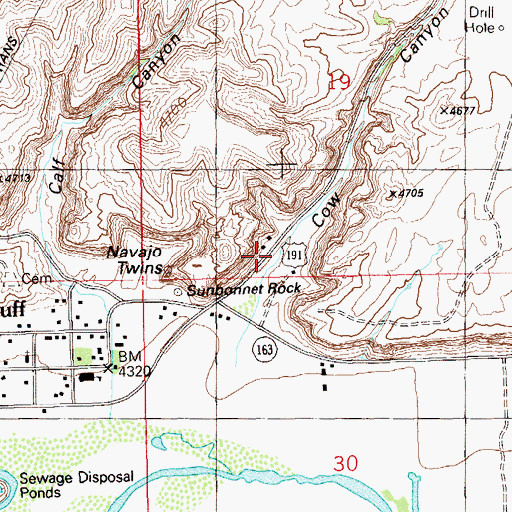 Topographic Map of Cow Canyon, UT