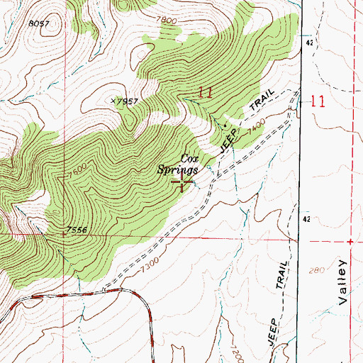 Topographic Map of Cox Springs, UT