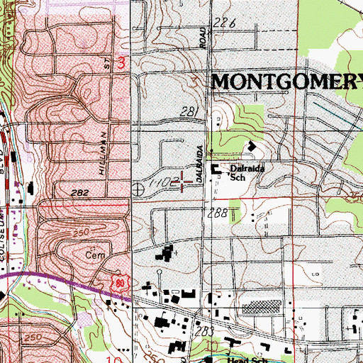 Topographic Map of Montgomery Baptist Temple, AL