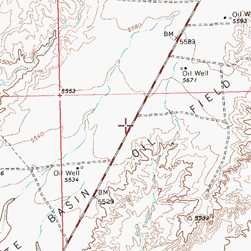 Topographic Map of Coyote Basin Oil Field, UT