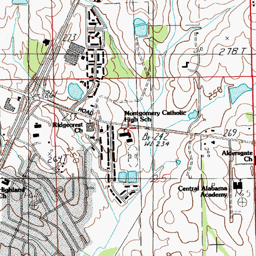 Topographic Map of Montgomery Catholic High School, AL