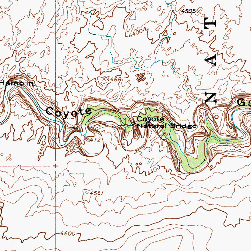 Topographic Map of Coyote Natural Bridge, UT