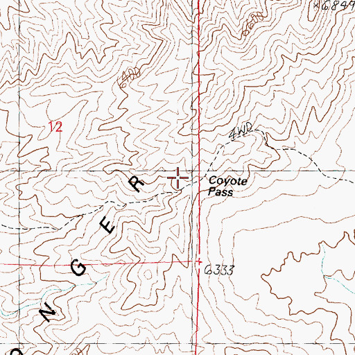 Topographic Map of Coyote Pass, UT