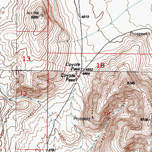 Topographic Map of Coyote Pass, UT