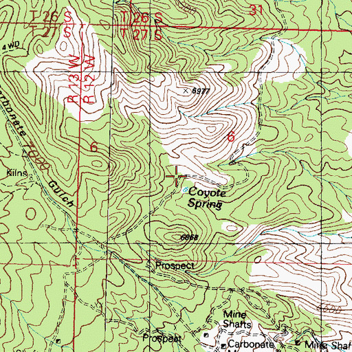 Topographic Map of Coyote Spring, UT