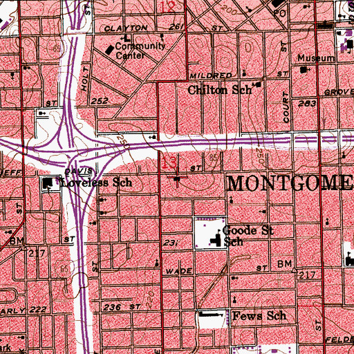 Topographic Map of Montgomery County Health Center, AL