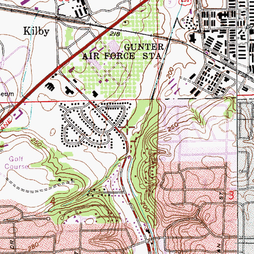 Topographic Map of Montgomery East Exchange Park, AL