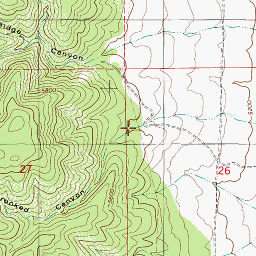 Topographic Map of Crooked Canyon, UT