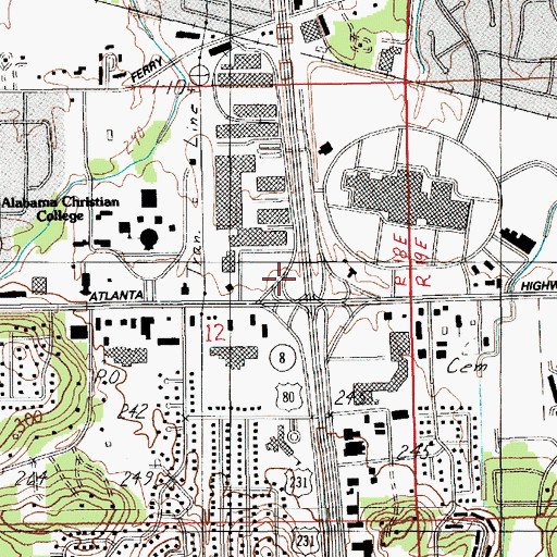 Topographic Map of Montgomery East Plaza Shopping Center, AL