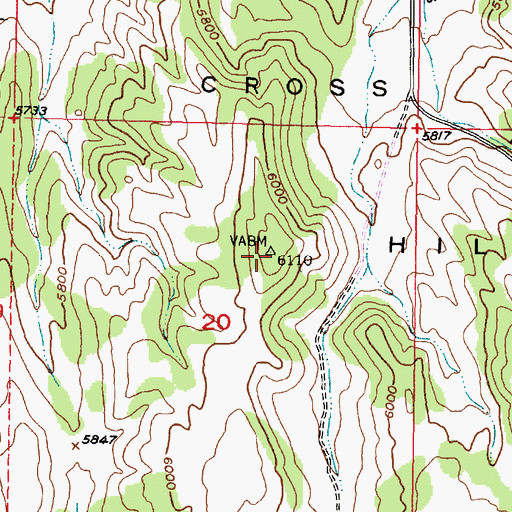 Topographic Map of Cross Hollow Hills, UT