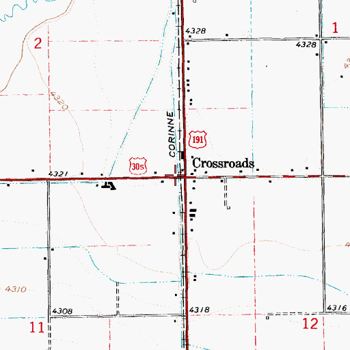 Topographic Map of Crossroads, UT