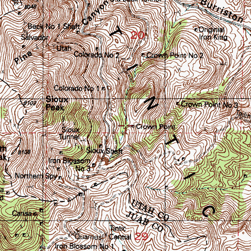 Topographic Map of Crown Point, UT
