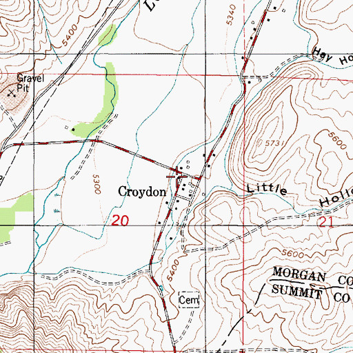 Topographic Map of Croydon, UT