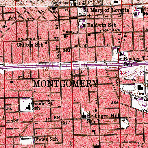 Topographic Map of Montgomery Infirmary (historical), AL