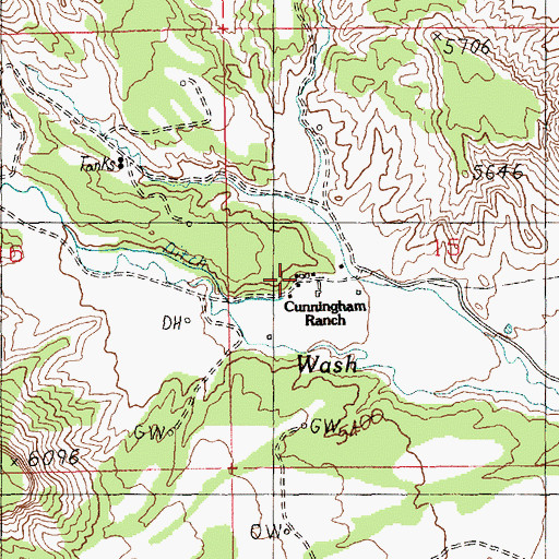Topographic Map of Cunningham Ranch, UT