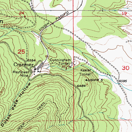 Topographic Map of Cunningham Tunnel, UT