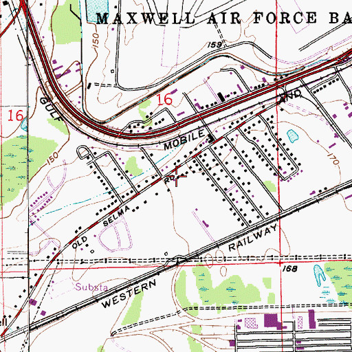Topographic Map of Montgomery Primitive Baptist Church, AL
