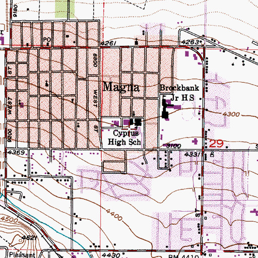 Topographic Map of Cyprus High School, UT