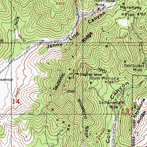 Topographic Map of Dagmar Mine, UT