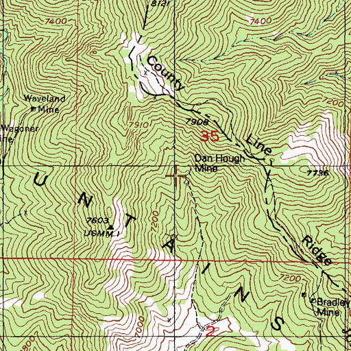 Topographic Map of Dan Hough Mine, UT