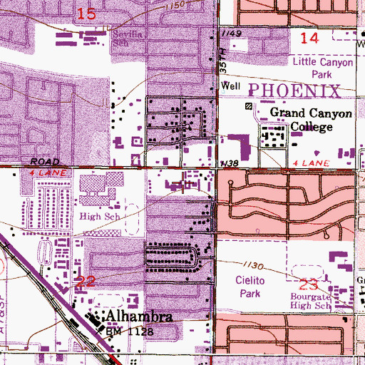 Topographic Map of Camelback West Shops Shopping Center, AZ
