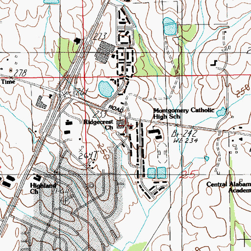 Topographic Map of Montgomery Unitarian Church, AL
