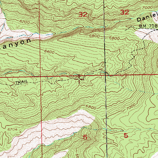 Topographic Map of Daniels Trail, UT