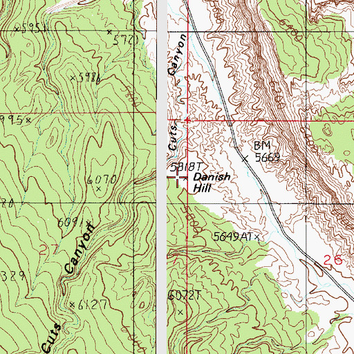 Topographic Map of Danish Hill, UT