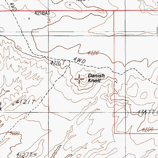 Topographic Map of Danish Knoll, UT