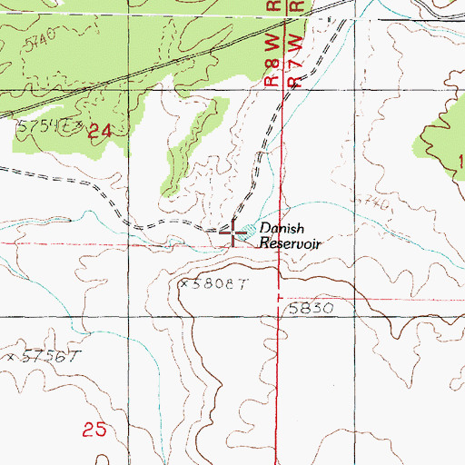 Topographic Map of Danish Reservoir, UT