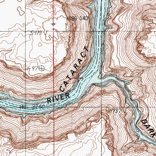 Topographic Map of Dark Canyon Rapids, UT