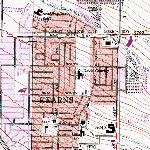 Topographic Map of David Gourley Elementary School, UT