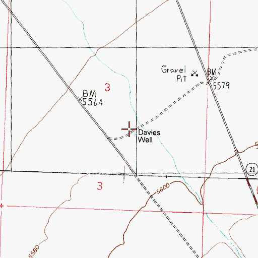 Topographic Map of Davies Well, UT