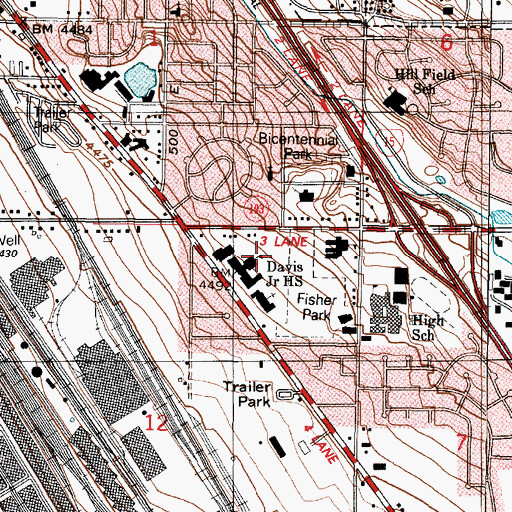 Topographic Map of North Davis Junior High School, UT