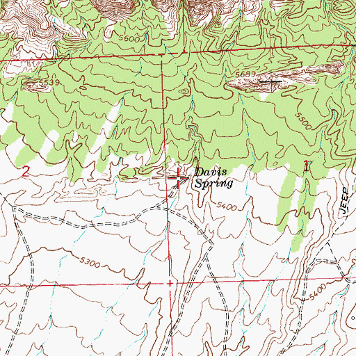Topographic Map of Davis Spring, UT