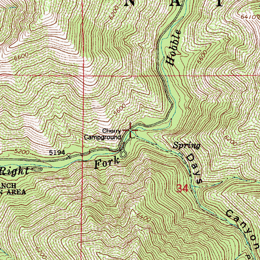 Topographic Map of Days Canyon, UT