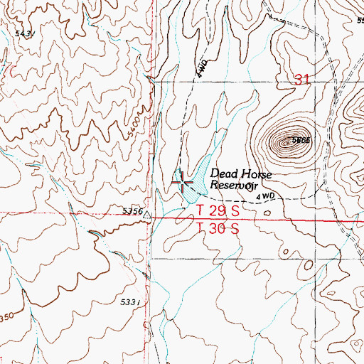 Topographic Map of Dead Horse Reservoir, UT