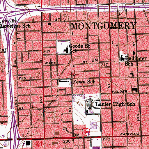 Topographic Map of Morning Pilgrim Baptist Church, AL