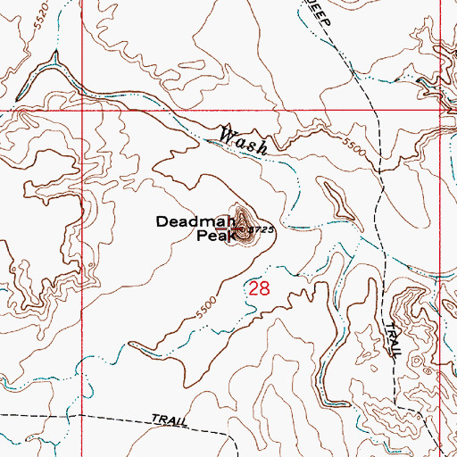 Topographic Map of Deadman Peak, UT
