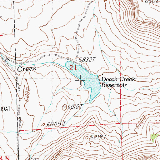 Topographic Map of Death Creek Reservoir, UT