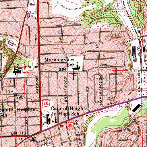 Topographic Map of Morningview Baptist Church, AL