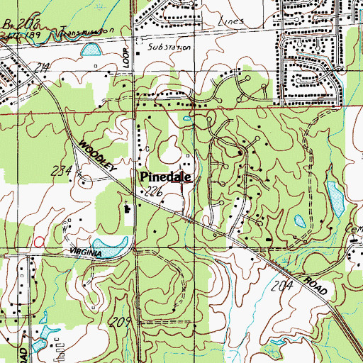 Topographic Map of Mosswood, AL