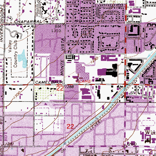 Topographic Map of Camelview Plaza Shopping Center, AZ