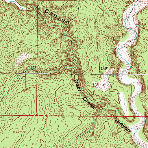 Topographic Map of Deer Creek Canyon, UT