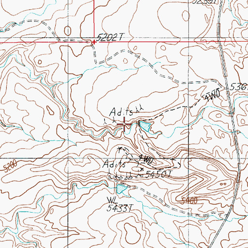 Topographic Map of Del Mont Mine, UT