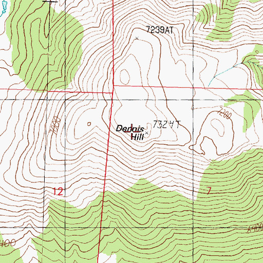 Topographic Map of Dennis Hill, UT