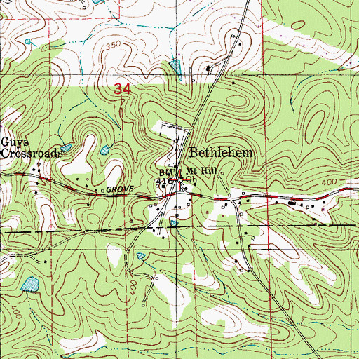 Topographic Map of Mount Hill Church, AL