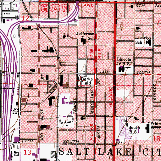 Topographic Map of Derks Field, UT