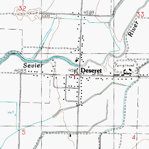 Topographic Map of Deseret, UT