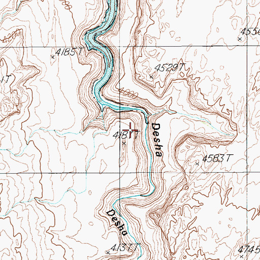 Topographic Map of Desha Creek, UT